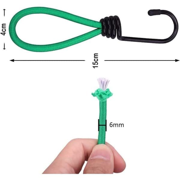 16 stk. elastiske teltkroge med gummibånd, kompatible med camping, presenninger, markiser, telte - grøn