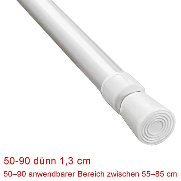 Duschdraperistång för fastklämning, utdragbar, 50-90cm, nickelfärgad