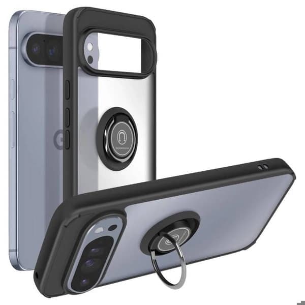 Stødsikkert etui - AVIZAR - Google Pixel 10 / 10 Pro - Magnetisk ring - Sort - Gennemsigtigt design Sort