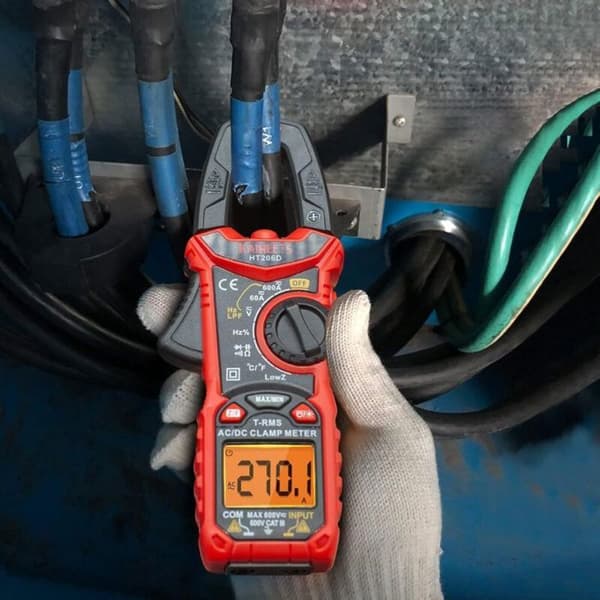 Digital AC/DC-strømtang, 0-600A professionelt multimeter 6000 tællinger TRMS, måler strøm/spænding/diode/temperatur/