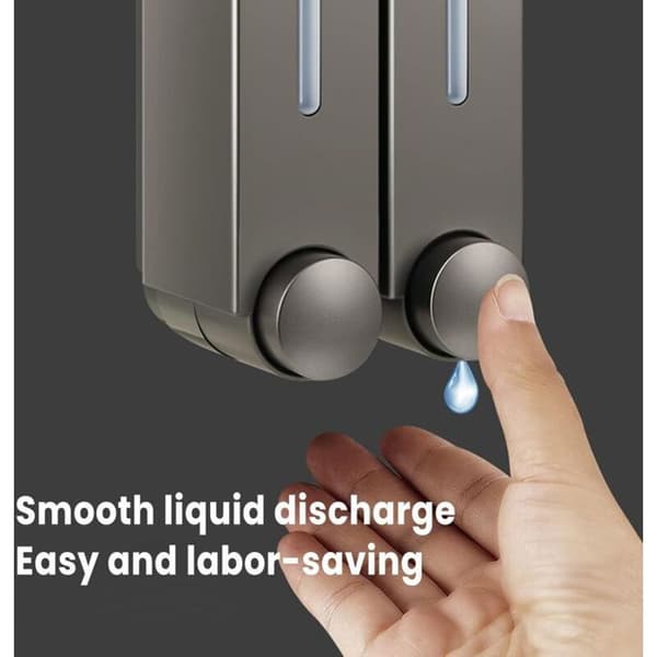 Genopfyldelig shampoodispenser, flydende sæbedispenser i plast til badet, 420 ml kapacitet pr. rum, tredobbelt sort