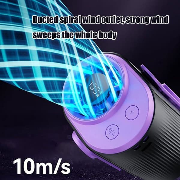 Taljeventilator, genopladelig bærbar ventilator, 100 niveauer, med LED-display