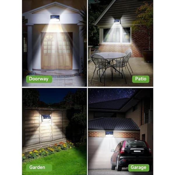 Udendørs solcellelampe, 【318 LED 2000LM】Udendørs solcellelampe med bevægelsessensor, 3 lystilstande, IP65 (2 stk.)