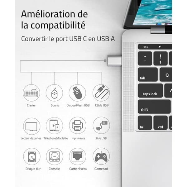Silverfärgad USB-C till USB-adapter, 2-pack, USB-C hane till USB 3 hona, adapter kompatibel med MacBook Pro/Air 2021, iMac, iPad