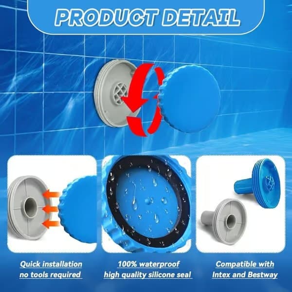 Vinterlukningssæt til Intex og Bestway pools, 2 vinterpropper med tilhørende tætninger, pooltilbehør