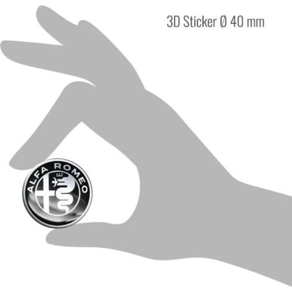 Alfa Romeo 3D-klistremerke Logo, hvit og svart, 40 mm