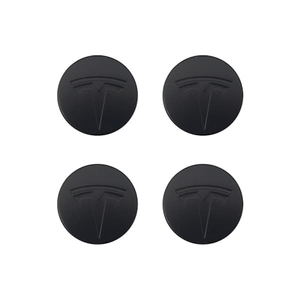 Velegnet til Tesla Tesla Model 3 hjulkapsel logo - sort sort etiket (mat) (fire pakke)