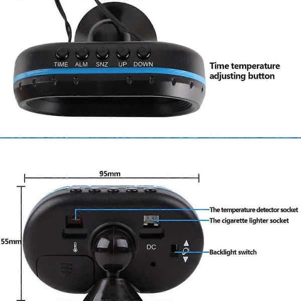 Multifunktionell LCD Elektronisk Biltermometer Temperatur Väckarklocka