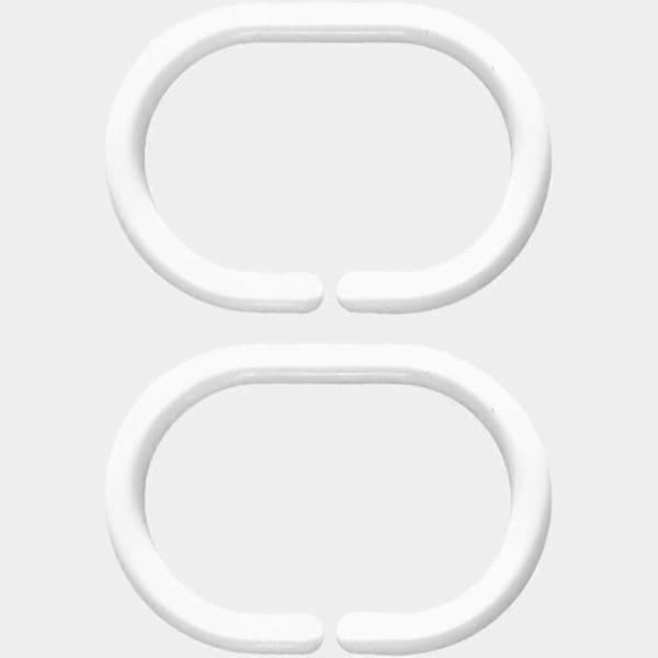 Bruseforhængsringe Sæt Med 24 - Oval, Plastik, 3 X 4,5 Cm, Hvid