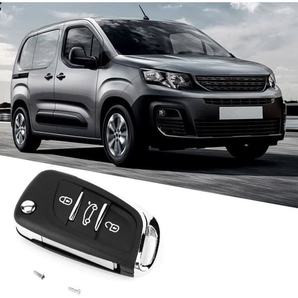 3-knaps bilnøgle flip-etui med nøgleblad, passer til Peugeot Partner 306 407