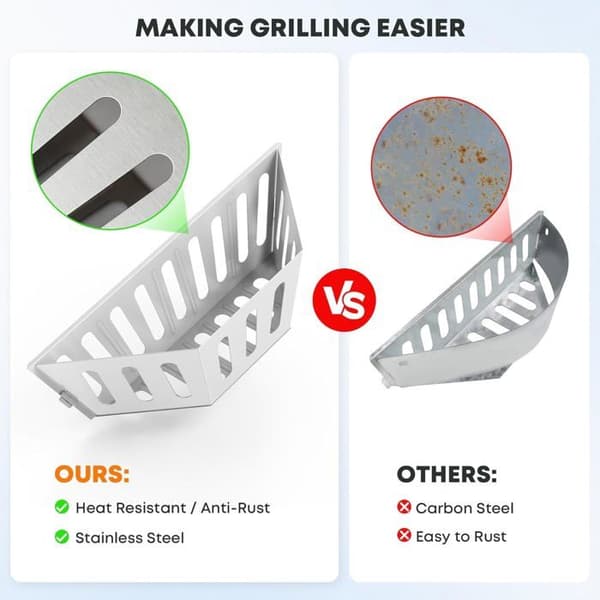 Kulholder - Sæt med 2 - Rustfrit stål - Direkte og Indirekte Madlavning - Til 57 og 67 cm Kuglegrill