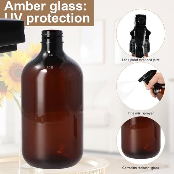Sprayflaske - 2 stk - Plast - 500 ml - Gjenbrukbar - Hage og Hjem - Brun