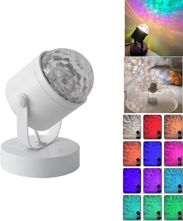 Velosphere Lampe, 3D Holografisk Vannbølge Romantiske Atmosfærelamper White basic