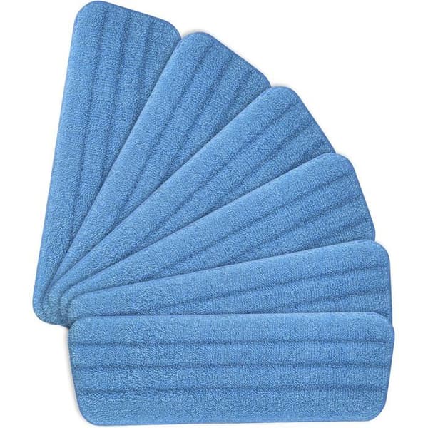 6 blå mikrofiber erstatningsmoppehoveder til spraymopper, vaskbare og genanvendelige, rengør