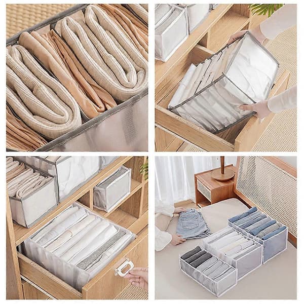 Jeans Organizer Opbevaringsskuffe Bukser Sammenfoldeligt Mesh Garderobeskab, Stor Kapacitet E
