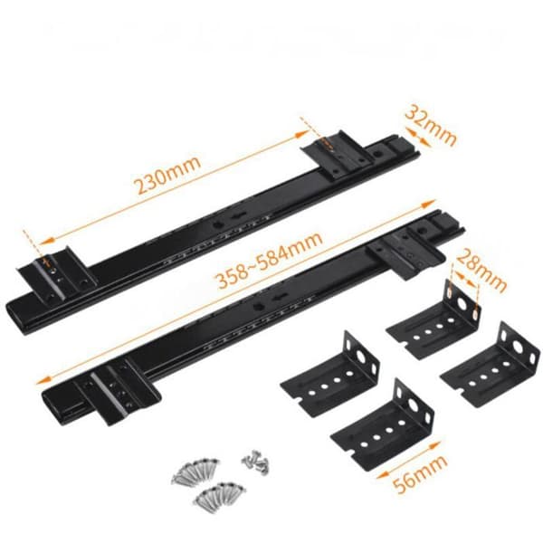 1 par justerbare tastaturskinner til montering under skrivebord (sort)