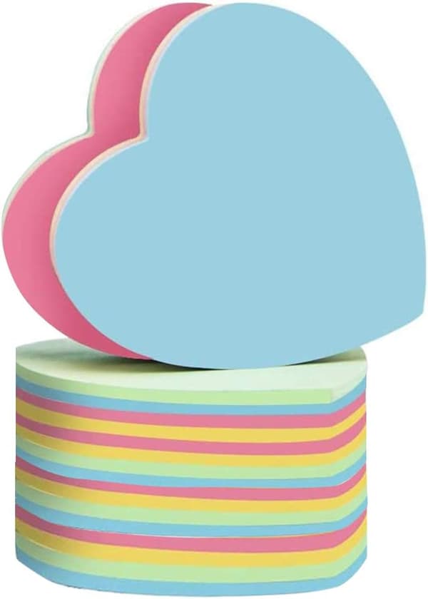 Sticky Notes Hjerteformede - Selvklæbende Post Memo Søde Blandede 4 Farver til Kontor/Hjem Bulk Salg 600 Ark I Alt
