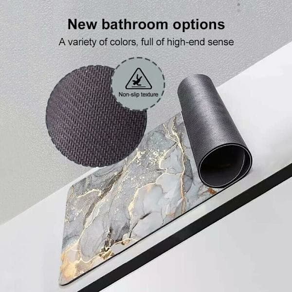 Skridsikker bademåtte – Absorberende gulvmåtte 50x80 cm, kiselgur til badekar & køkken