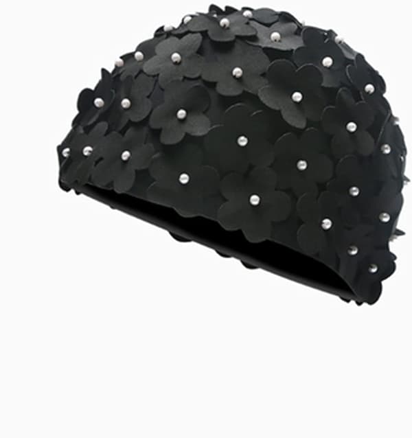 Blommig Badmössa Dam Blomma Simmössa Dam Trendig Simhatt Superstretch Badmössa Elastisk Duschmössa black