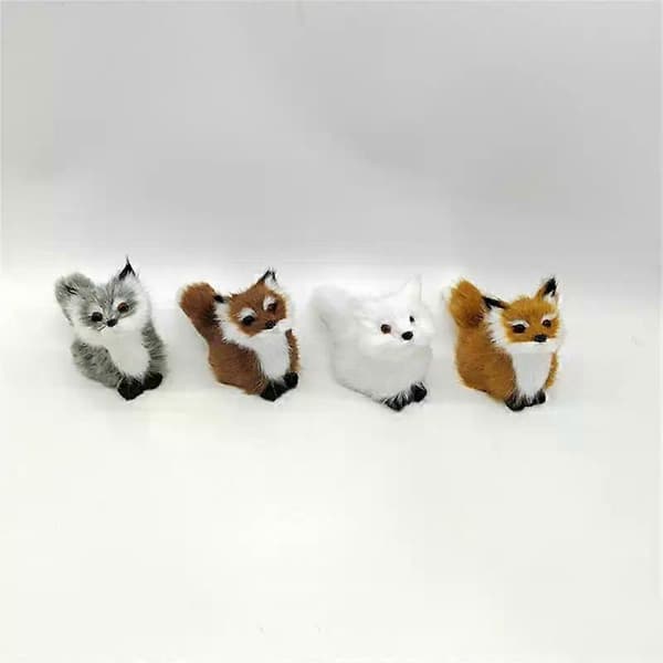 Mini hukande rävmodell söt simuleringsrävleksak heminredning bröllopsfödelsedagspresent fyllda plyschleksaker White No. 2