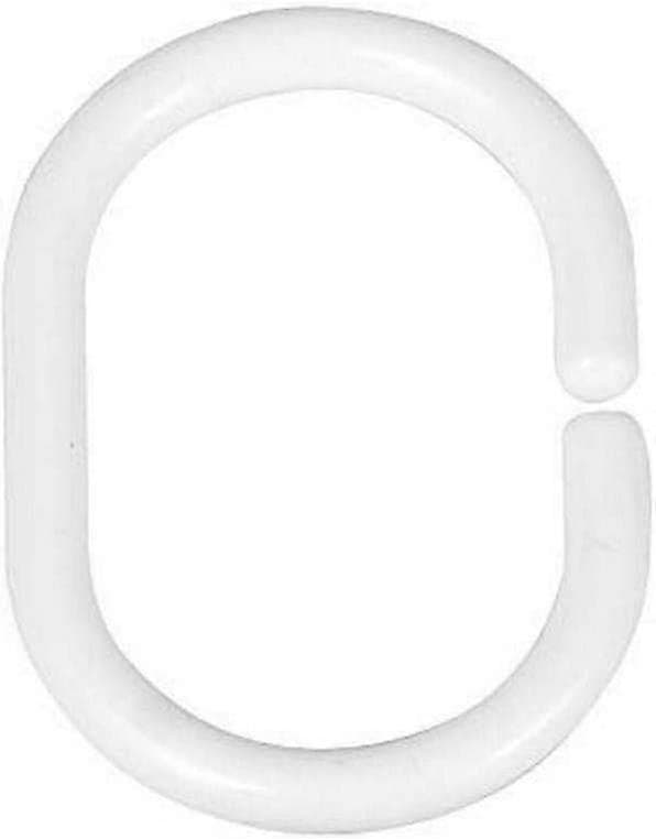 Bruseforhængsringe Sæt Med 24 - Oval, Plastik, 3 X 4,5 Cm, Hvid