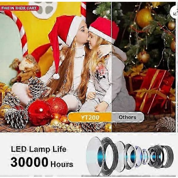 4K Mini Projektor 8000 Lumen LED 1080P WiFi Android/iOS Bærbart Hjemmebiograf US[D]