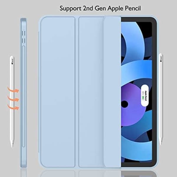 iPad Air 5/4:e generationens fodral 10.9\" – Med pennhållare, stöder Touch ID & iPad 2:a generationens Pencil – Sky Blue