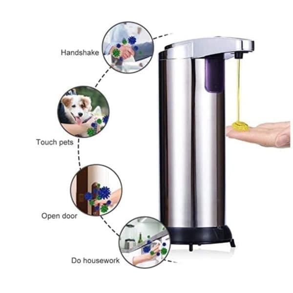 Automatisk sæbedispenser, berøringsfri sæbedispenser 250ML rustfrit stål