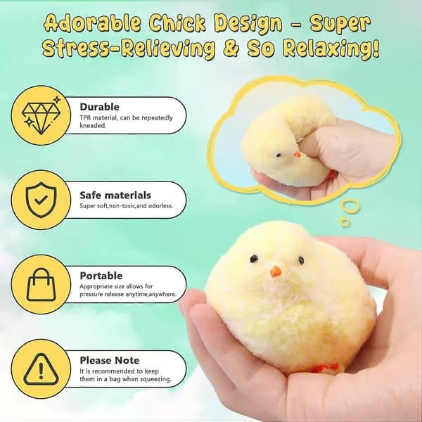 6 st Taba handgjorda squishy kycklingleksaker stressavlastande klämleksak. Söta sensoriska leksaker.