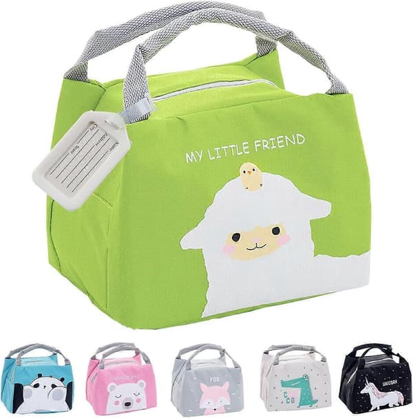 1 stk. lunsjpose, mini isotermisk lunsjpose, kjølebag barn, piknikpose søt, vanntett lunsjpose, sammenleggbar lunsjpose