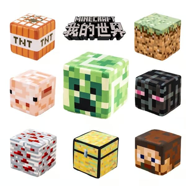 Minecraft-palikkapehmolelu, pelitarvikkeet, sienipalikkalaatikko, TNT-pehmolelu grass blocks 10cm