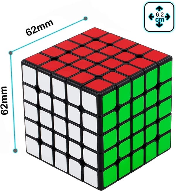 5x5x5 Speed Cube, 62mm Original Full Size Magic Cube Puzzle, Glattdreining Profesjonell kube for barn og voksne