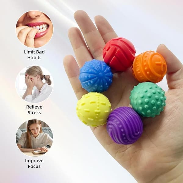 Silikon magnetiske kuler – 6-pakning stresslindrende sensorisk fidget for autisme og ADHD