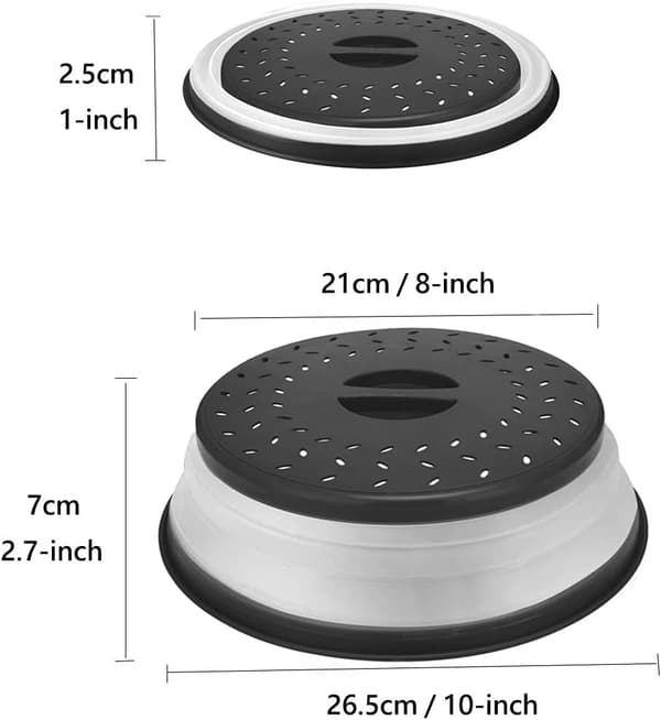 Sammenleggbart mikrobølgelokk for mat Mikrobølgesprutdeksel med håndtak 10,5 tommer grå Grey 2pcs