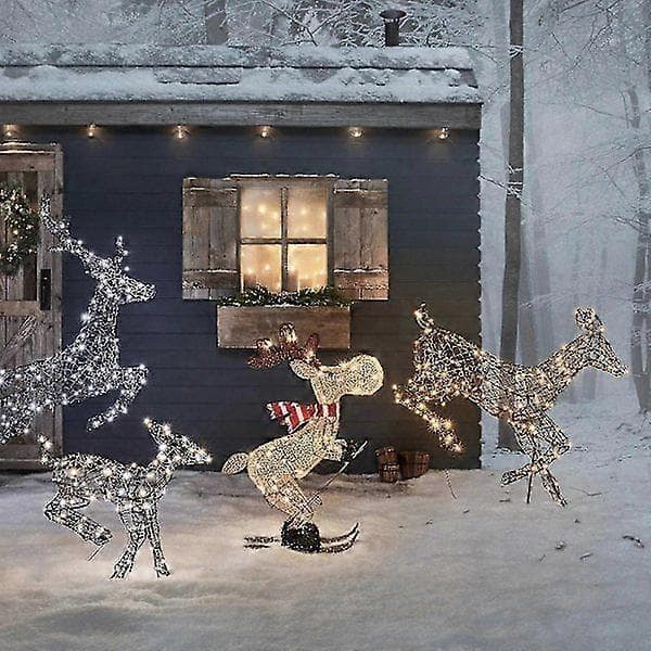 Ny Ankomst Utendørs Julefigur LED Ski Elg Hagedekorasjon Plug-in Timer Varm