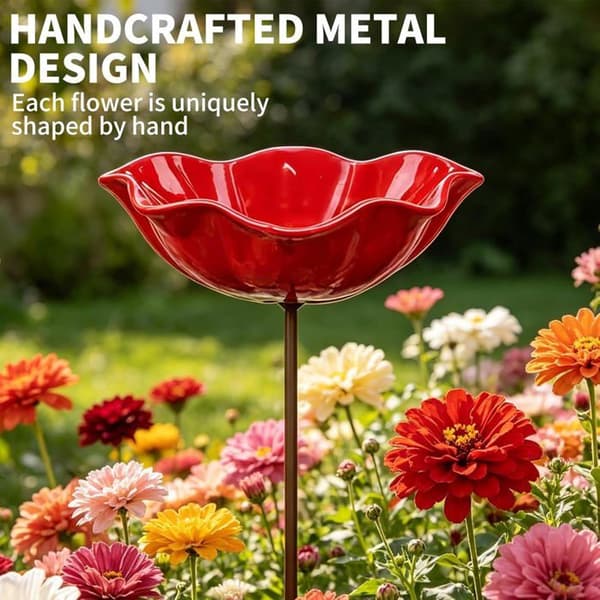 Fuglemater - Sett med 3 - Metall - Blomsterform - Utendørs hage