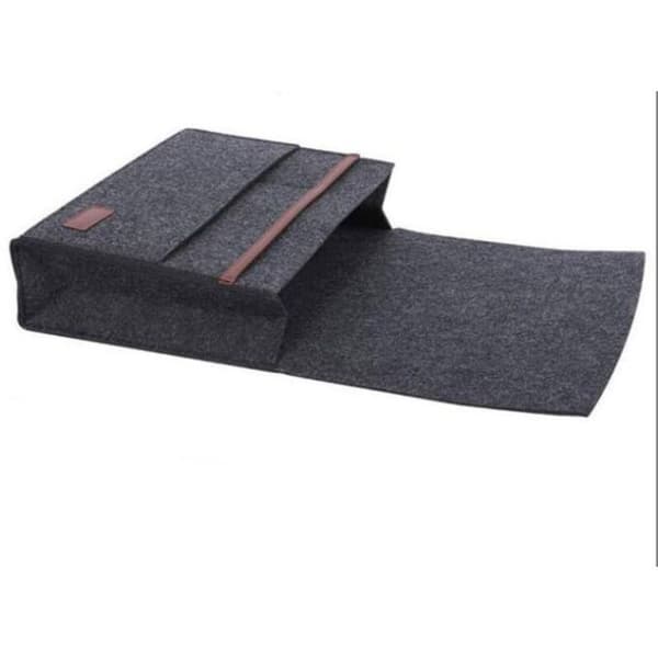 Sengeopbevaringspose (mørkegrå), sengebordsorganizer, mørkegrå lommer, hængeorganizer til tablet, bøger