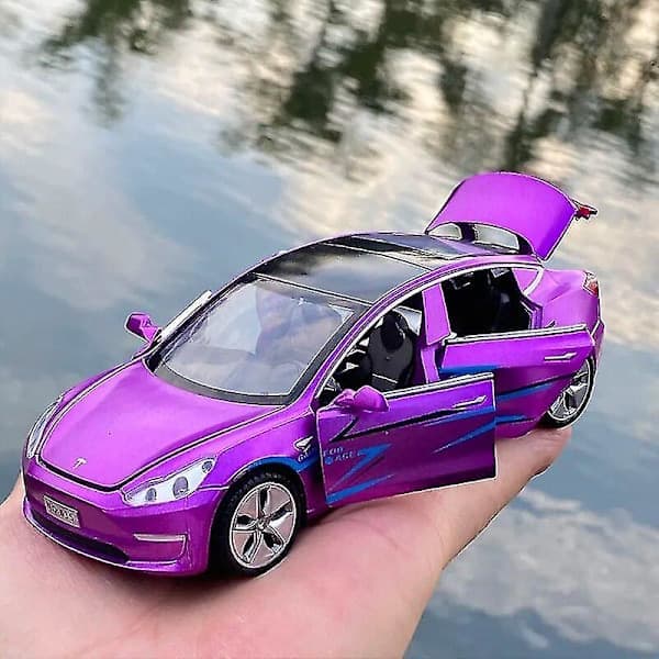 Tesla trykstøbt modelbil – 1:32 legering med lyd og lys til børnefødselsdagsgave – Vælg model og farve Model S Red