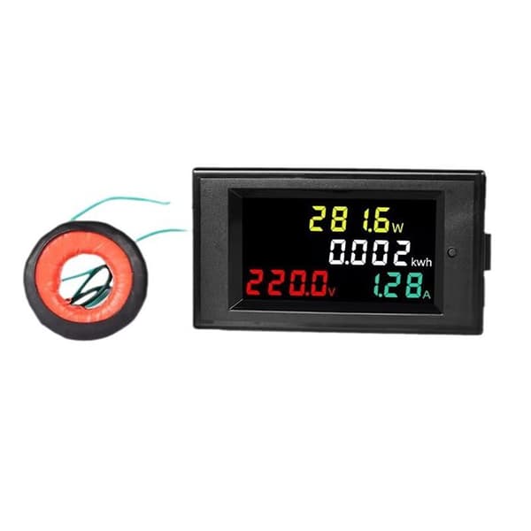 Multifunktionell digital voltmeter-amperemeter 80-300 V AC med färg-LCD-display och 100 A strömtransformator D69-2049