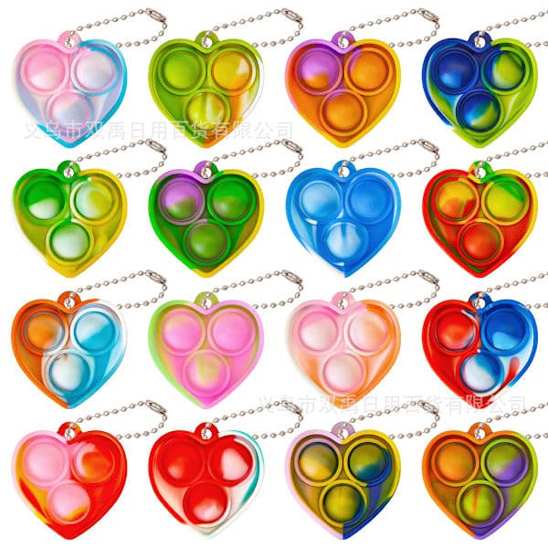 Fidget Pop it leksaksset – Nyckelring pop fidget leksaker bulk festgåvor för barn – Välj form och kvantitet Blue