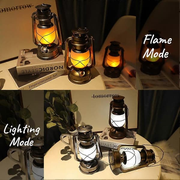 Retro bærbar lykt utendørs camping parafinlampe Bronze