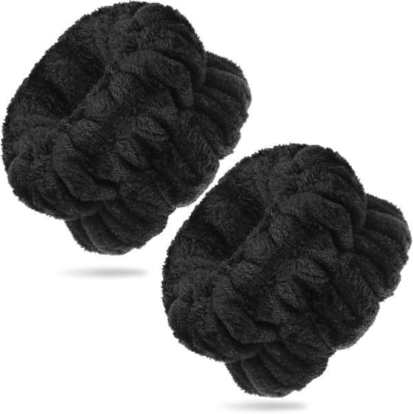 Ansigtsvask Armbånd Spa Vask Ansigts Svedbånd Makeup Elastisk Håndledsvaskebånd Absorberende Håndklædearmbånd, Sort