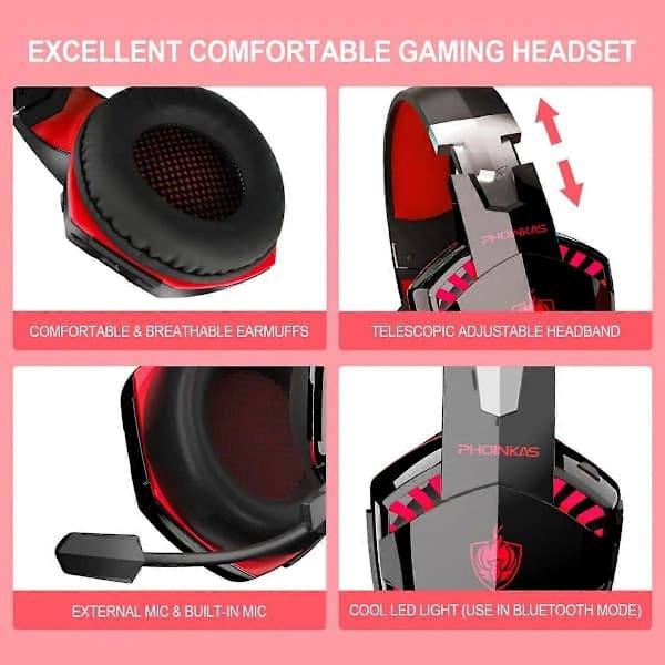 2025 Gaming Headset – For Xbox One, PS5, PS4, PC, Avtakbar Støyreduserende Mikrofon, Trådløs Bluetooth