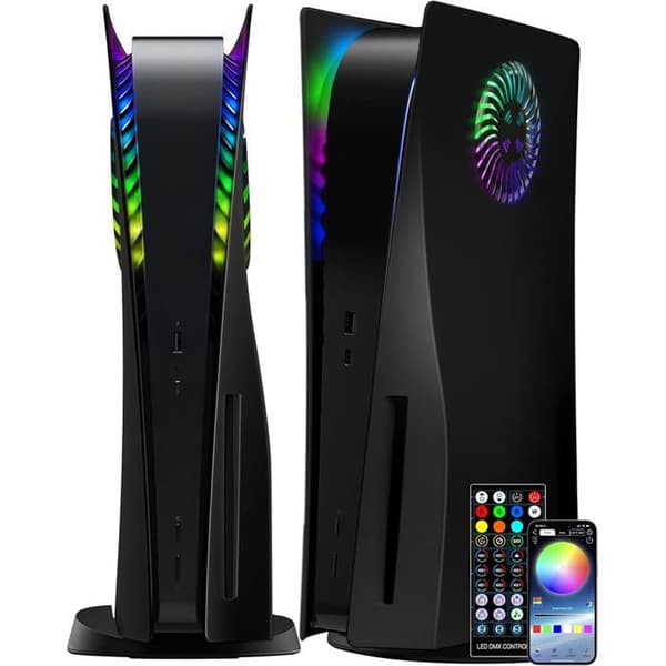 RGB LED-deksel til PS5 Disc Edition - 1 stk - Ventilert ABS - Musikksynkronisering - Gaming