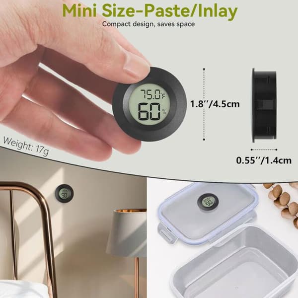 5x termometer, indendørs hygrometer, digitalt, ℃/℉, mikro indendørs hygrometer, til indendørs køleskab, stue, vinkælder