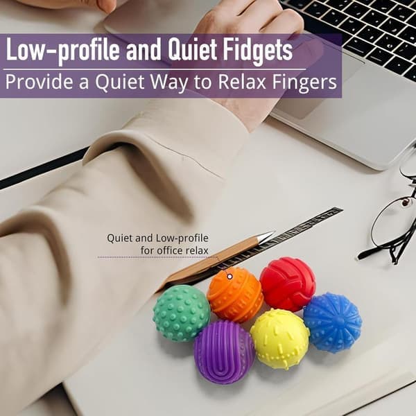 Silikon magnetiske kuler – 6-pakning stresslindrende sensorisk fidget for autisme og ADHD