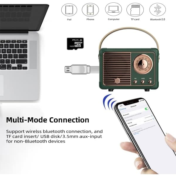Retro Bluetooth-højttaler Trådløs minihøjttaler, bærbar udendørs