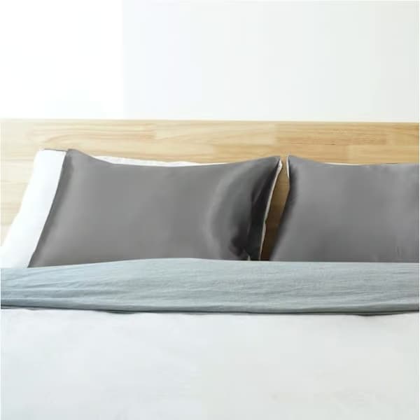 2-pack örngott i issilke - Mörkgrå 50x66 cm