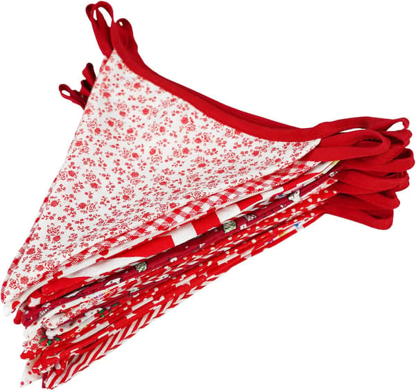 36 STK Blå Stoffvimpelbanner, 10M Dobbeltsidig Bomullsvimpel, Trekantflaggkrans, Blomstervimpel for Bryllupsbursdagsfester Red