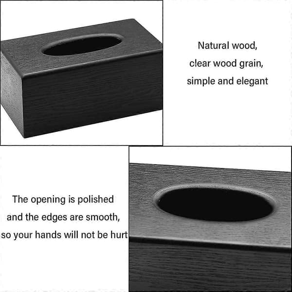 Servietboks Træ Servietboks Rektangulær ansigtsvævsdispenserholder til køkken, stue, restaurant og hotel (sort)